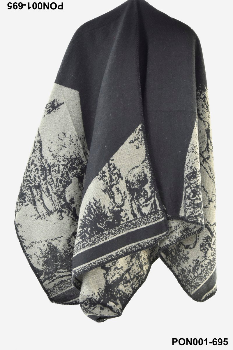 Poncho estampado con diseño natural PON001