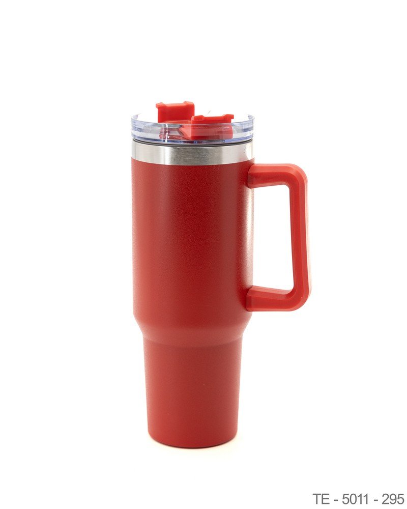 Mug Térmico Rojo con Asa Integrada y Tapa Transparente TE5011