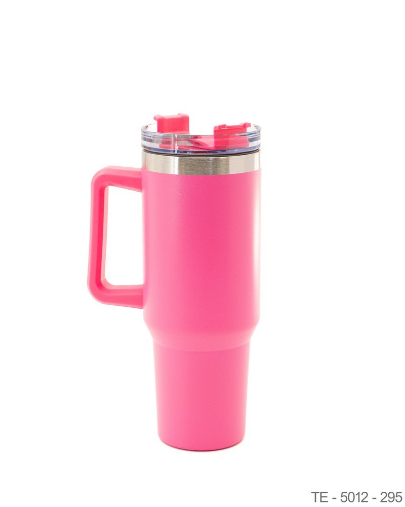 Mug Térmico Fucsia con Asa Integrada y Tapa Transparente TE5012