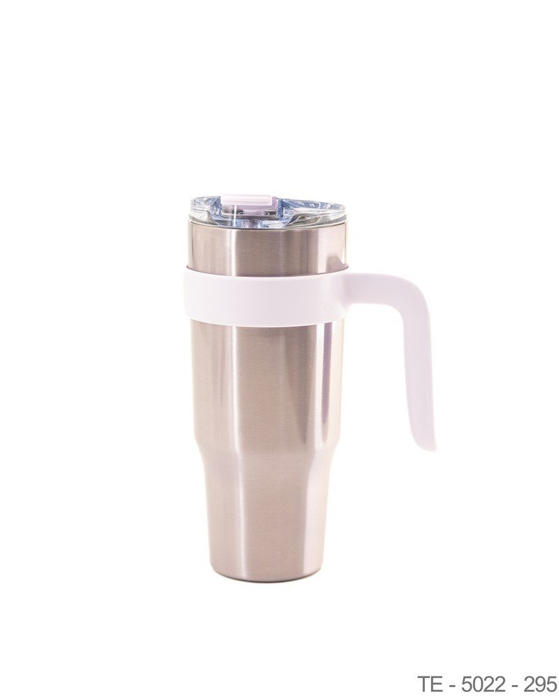 Mug Térmico de Acero Inoxidable con Asa y Detalles en Beige TE5022
