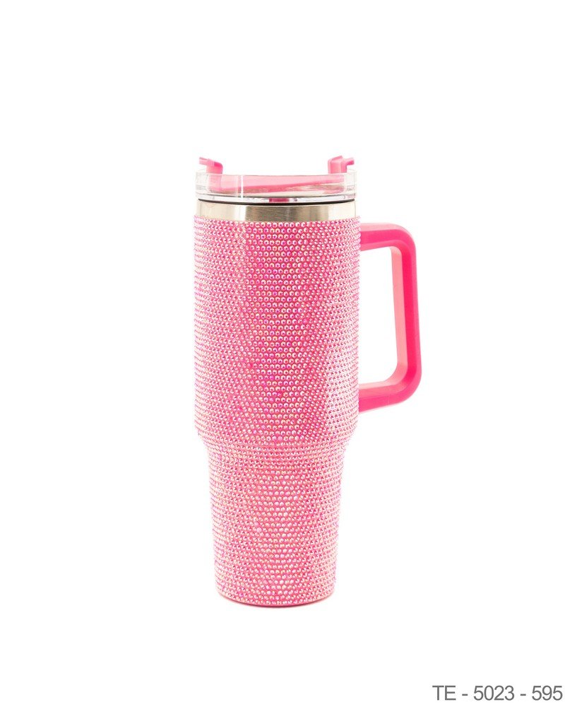 Mug Térmico Rosa Chicle con Recubrimiento de Cristales y Asa Integrada TE5023