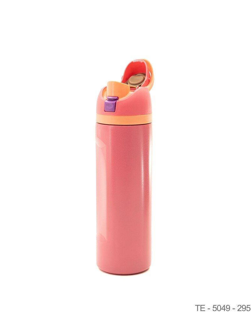 Botella Térmica Deportiva en Tono Rosa Fuerte con Tapa Multicolor TE5049