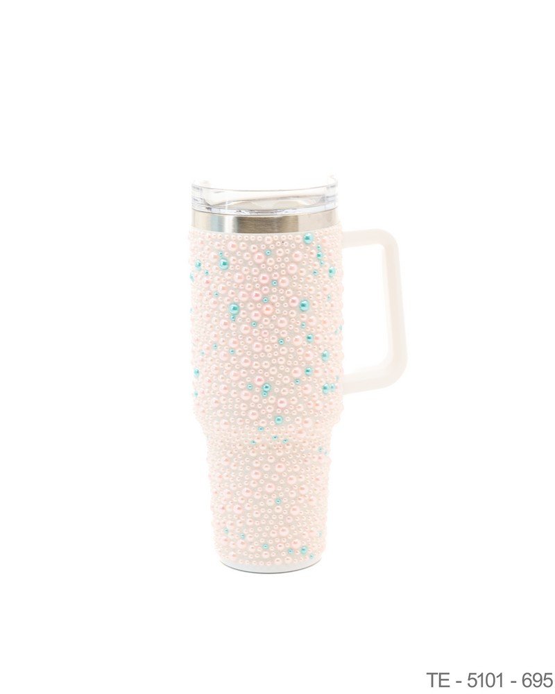 Mug Térmico Decorado con Perlas y Asa Ergonómica TE5101