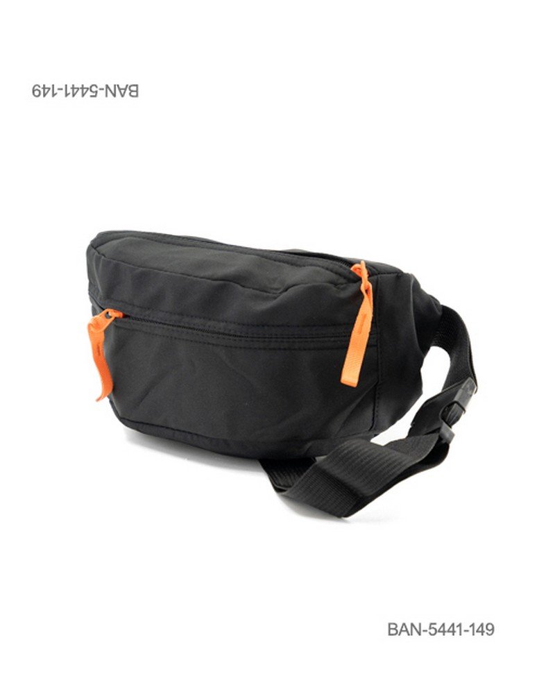 Riñonera Urbana Deportiva Color Negro con Cierres Naranja BAN5441