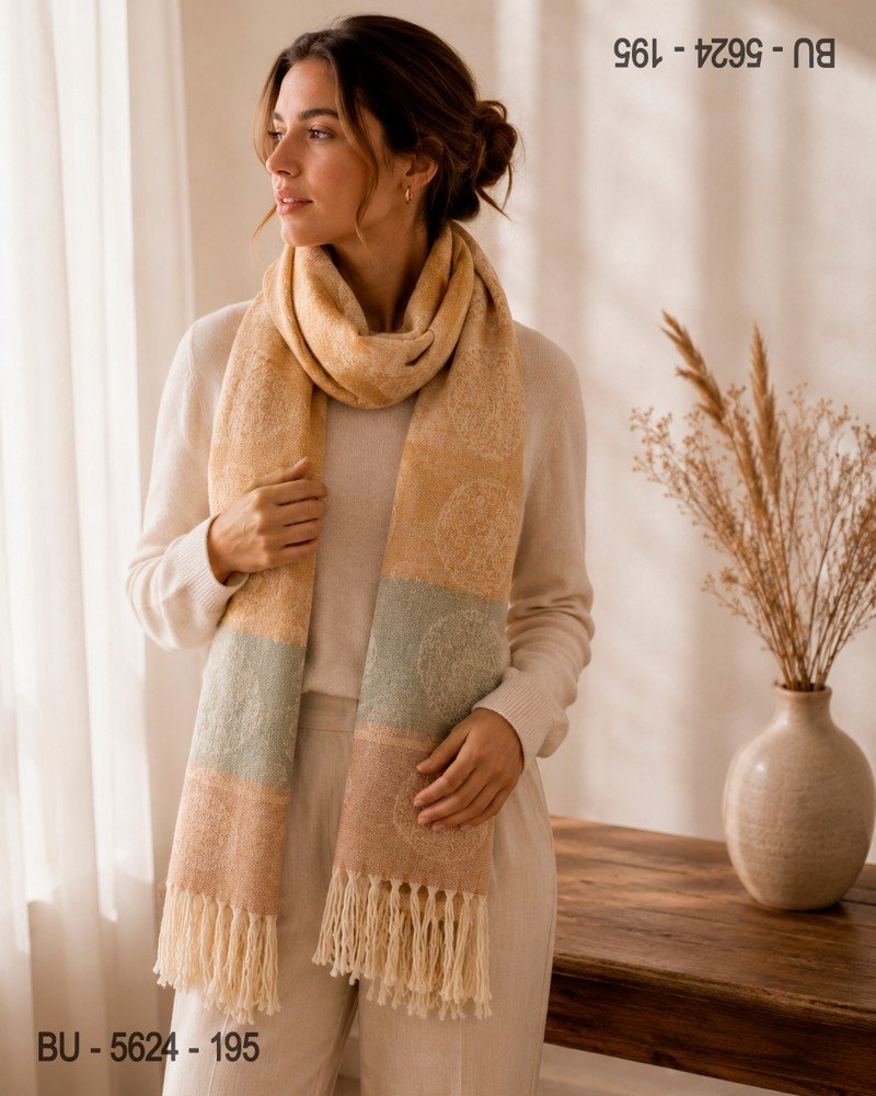 Bufanda Larga Multicolor con Flecos BU5624