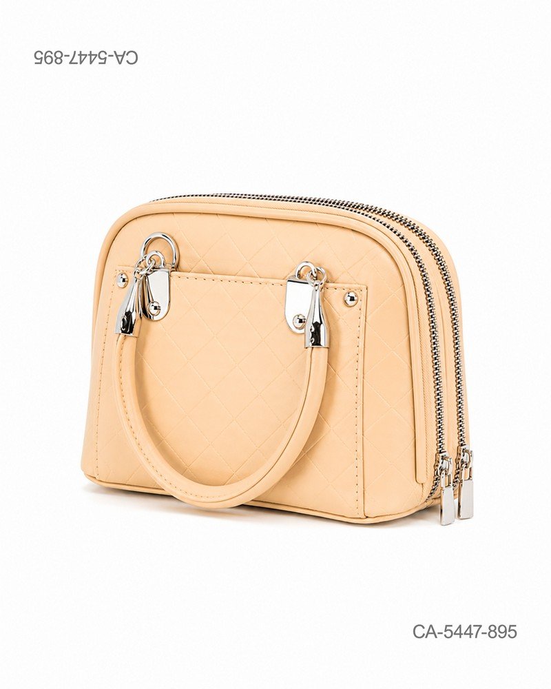 Cartera De Mano Camel Mujer Con Triple Cierre Y Textura Rombos CA5447