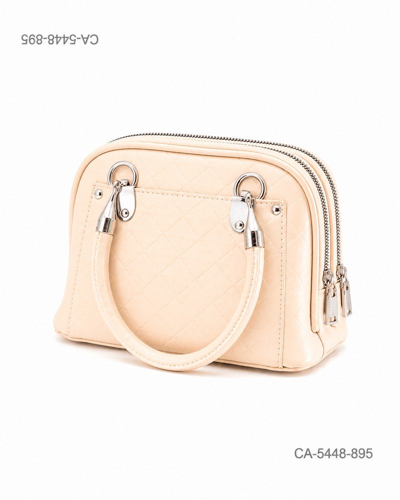 Cartera De Mano Marfil Mujer Con Triple Cierre Y Textura Rombos CA5448