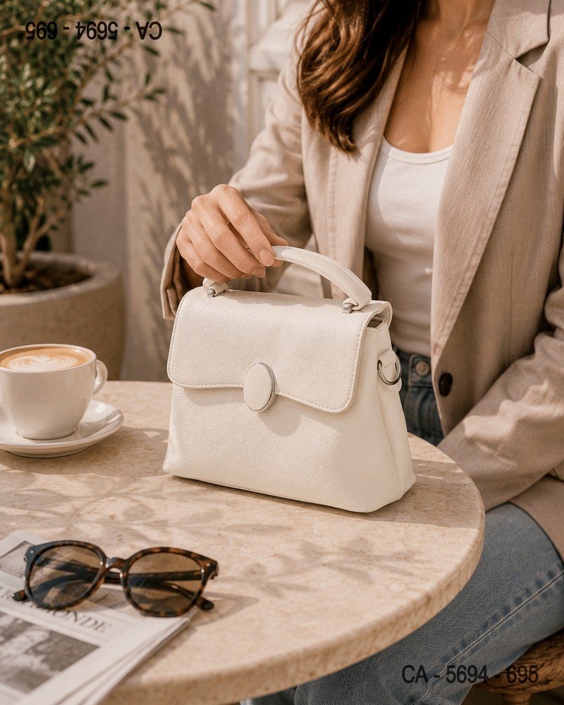 Cartera Blanca Pequeña con Solapa CA5694