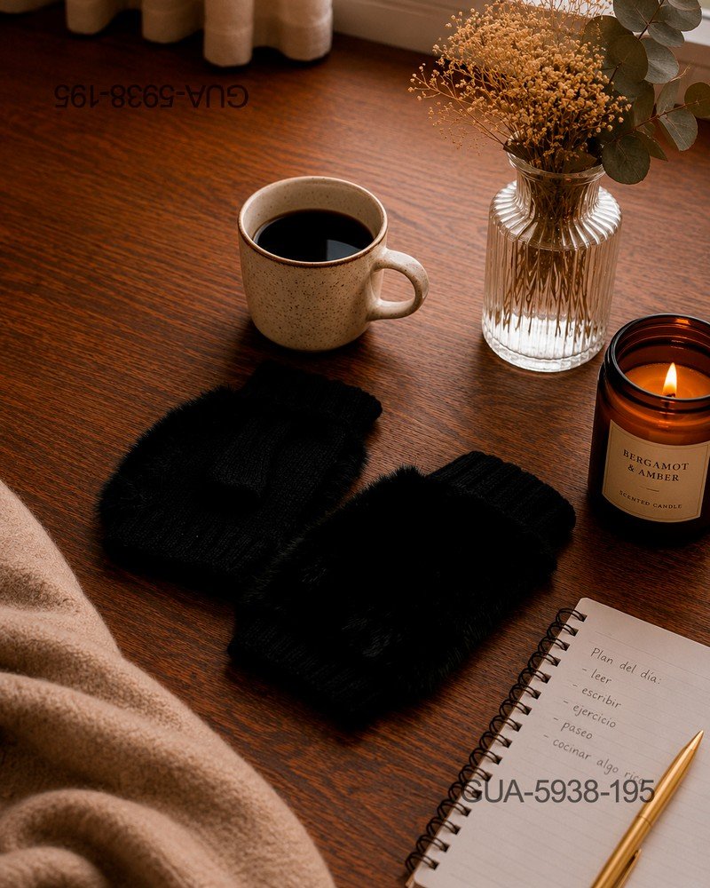 Guantes Sin Dedos Invierno Negro GUA5938