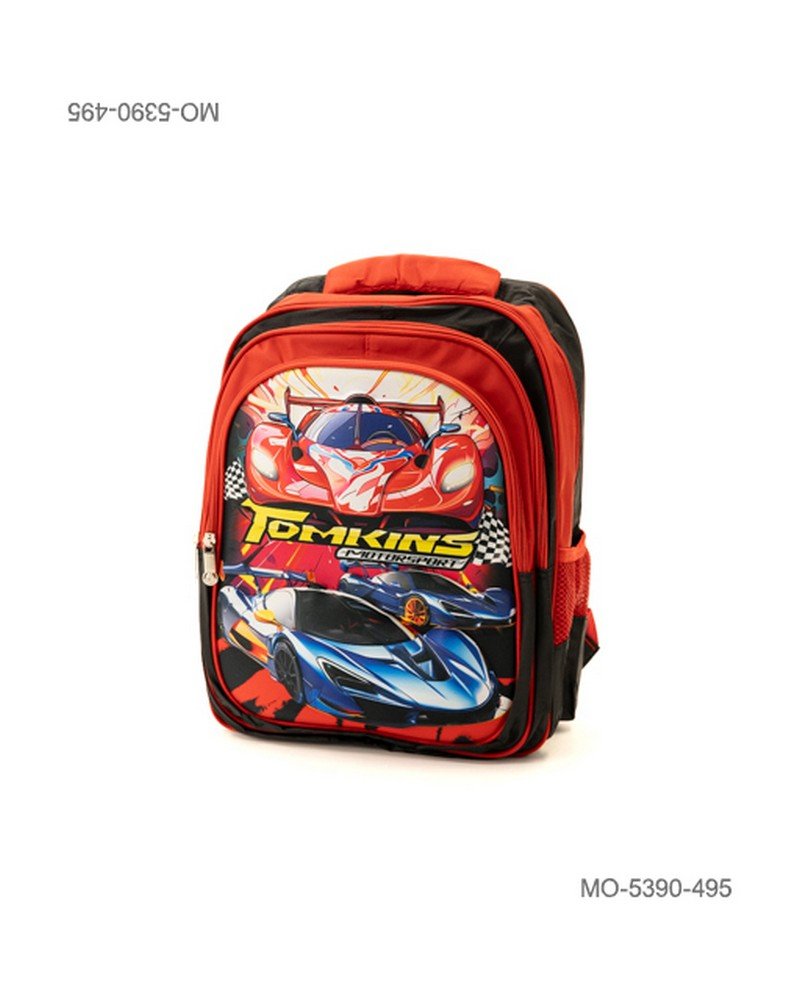 Mochila Escolar Infantil Autos De Carreras Tomkins Con Relieve MO5390