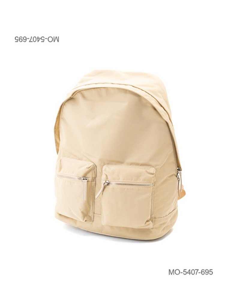Mochila Juvenil de Tela Nailon Satinada Color Crema Monocromática MO5407