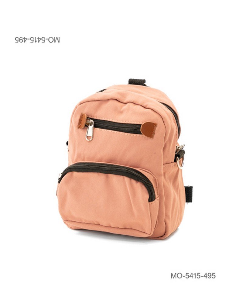 Mochila Bandolera Pequeña de Tela Casual Color Salmón Pastel MO5415