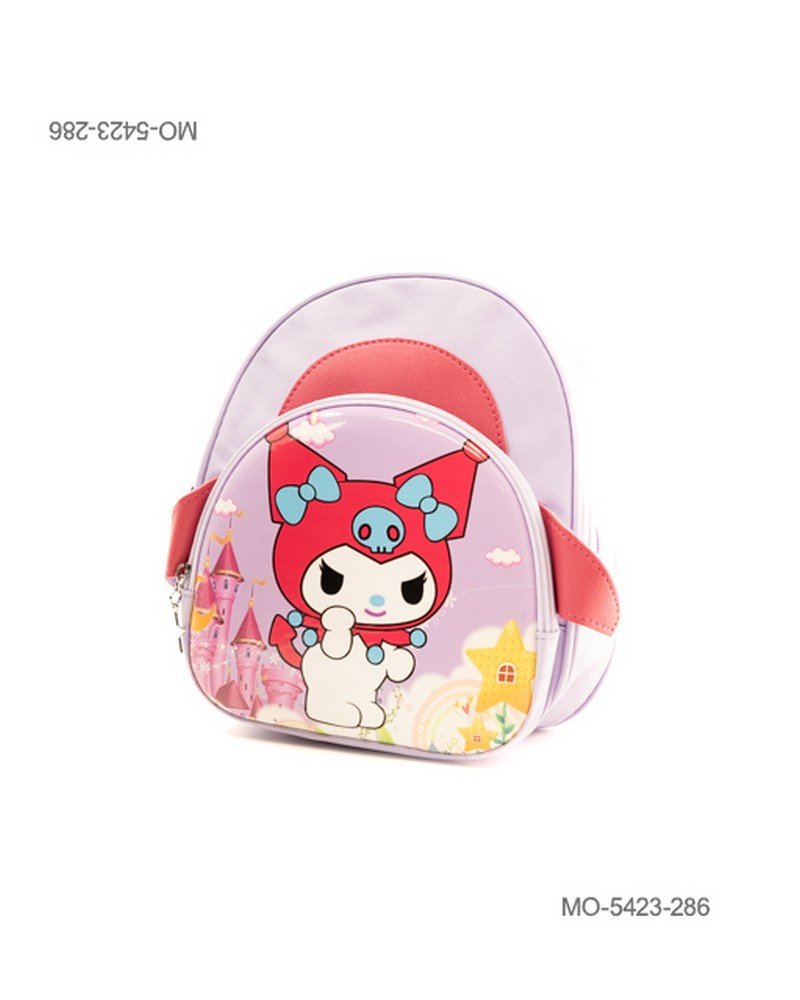 Mochila Escolar Pequeña de Kuromi con Bolsillo Relieve Lila MO5423