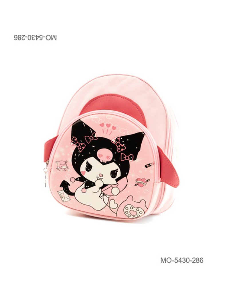 Mochila Escolar Pequeña Kuromi Rosa Pastel Bolsillo en Relieve MO5430