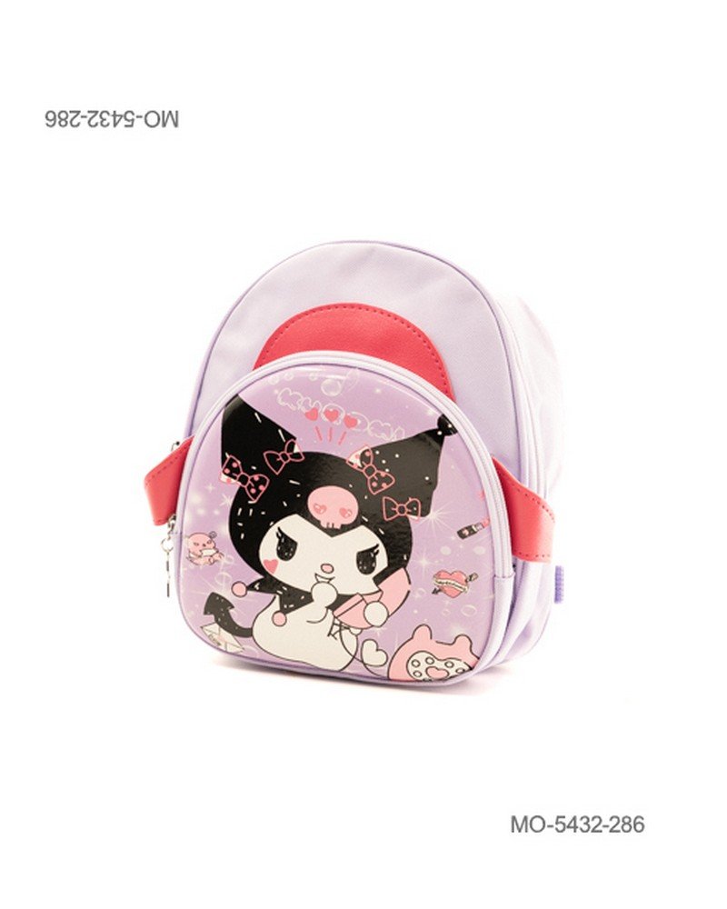 Mochila Escolar Pequeña Kuromi Lila Bolsillo en Relieve MO5432
