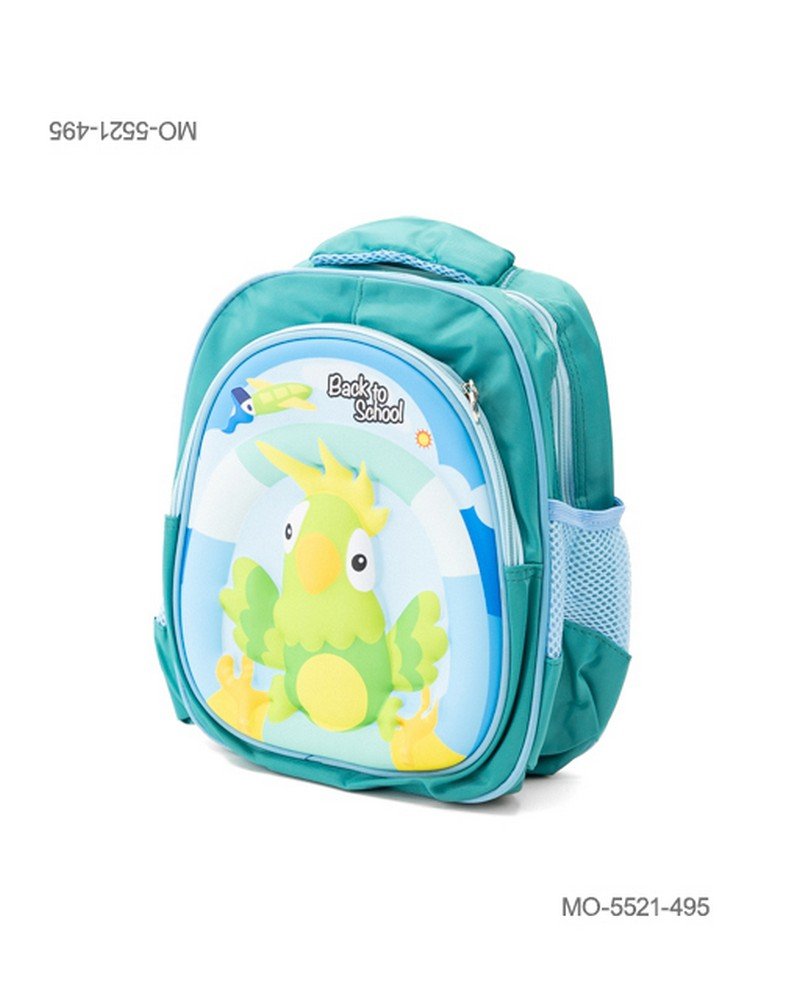 Mochila Escolar con Relieve 3D de Loro Back to School y Bolsillo de Red MO5521