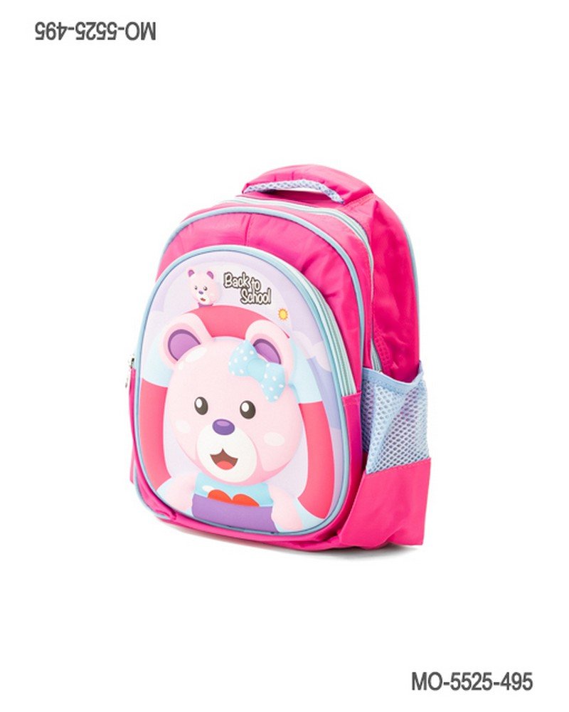 Mochila Escolar Infantil de Osita Animada con Moño Rosa MO5525