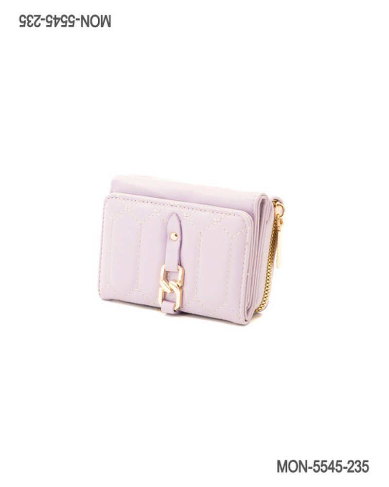 Billetera Corta para Mujer con Cierre y Eslabón Dorado MON5545