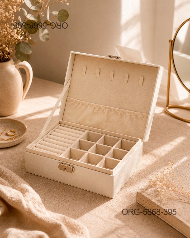 Caja Organizadora De Joyas Portátil Para Anillos Y Cadenas Elegante ORG5868