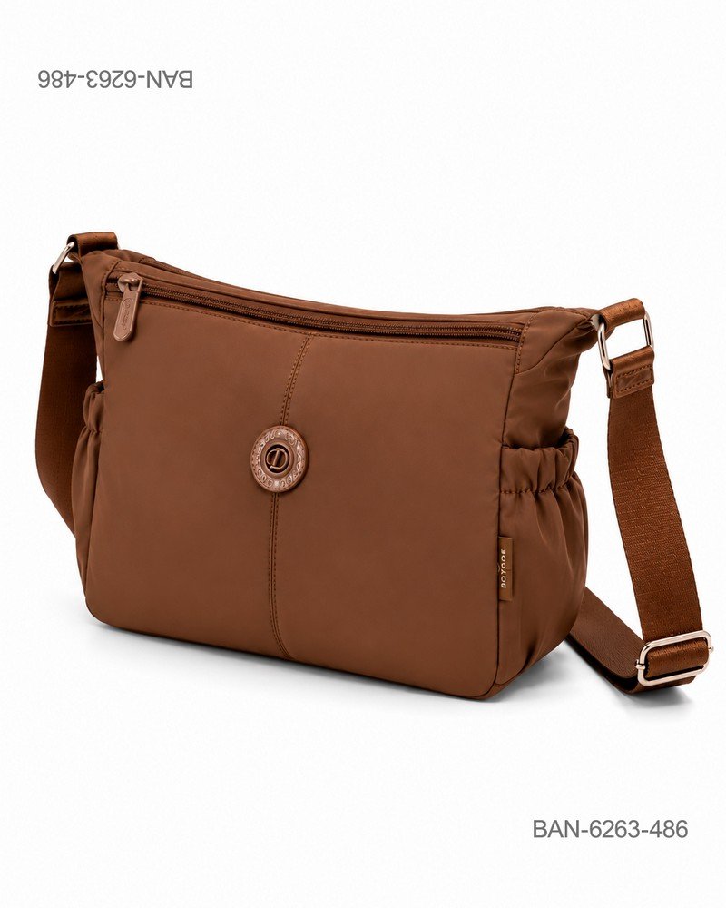 Bolso Bandolera Casual con Diseño Plisado - Color Marrón BAN6263