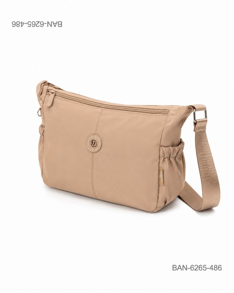 Bolso Bandolera Casual con Diseño Plisado - Color Beige BAN6265
