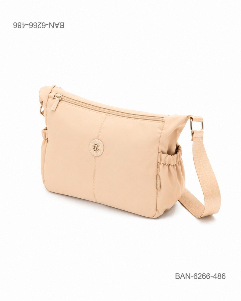 Bolso Bandolera Casual con Diseño Plisado - Color Arena BAN6266