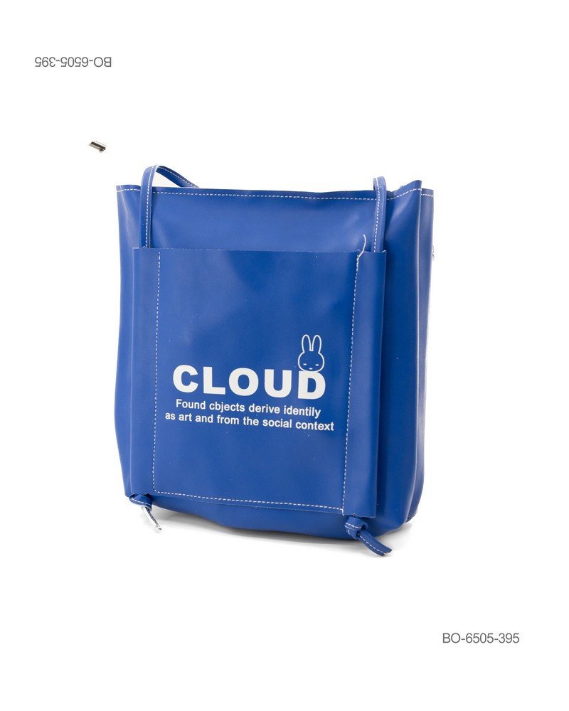 Bolso Tote en Color Azul Francia con Estampado "Cloud" BO6505