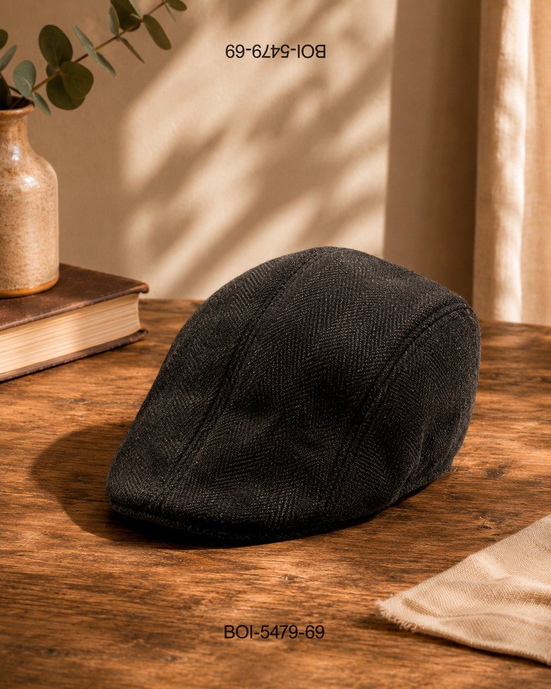 Boina de diseño clásico con patrón de espiguilla en tono oscuro BOI5479
