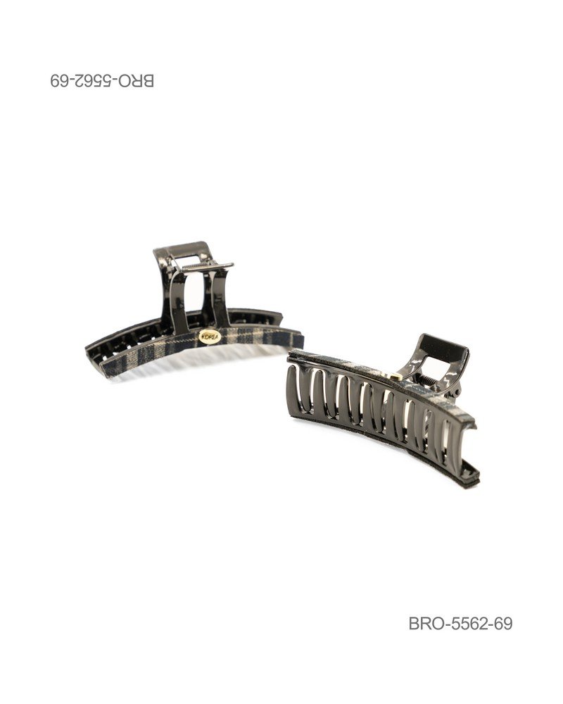 Pinza para Cabello Rectangular con Estampado de Cuadros BRO5562