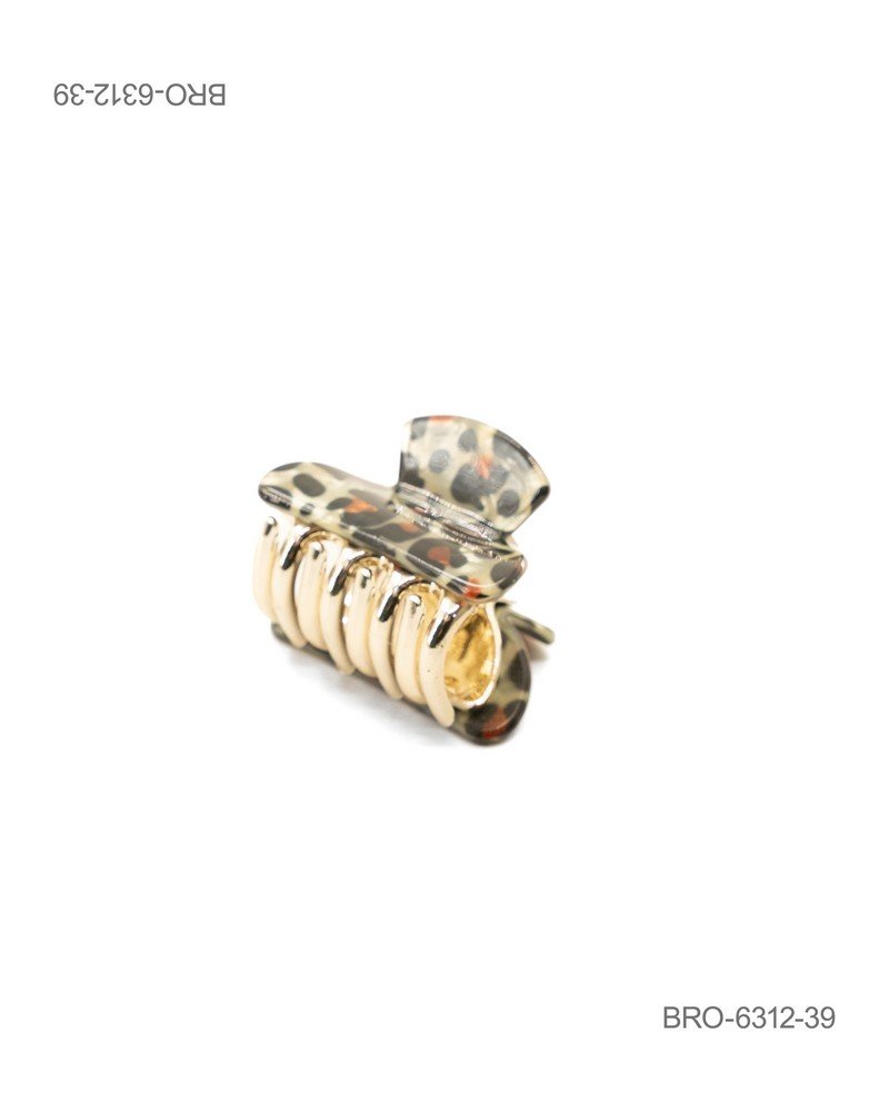 Pinza para Cabello Estampado Leopardo con Detalles Dorados BRO6312