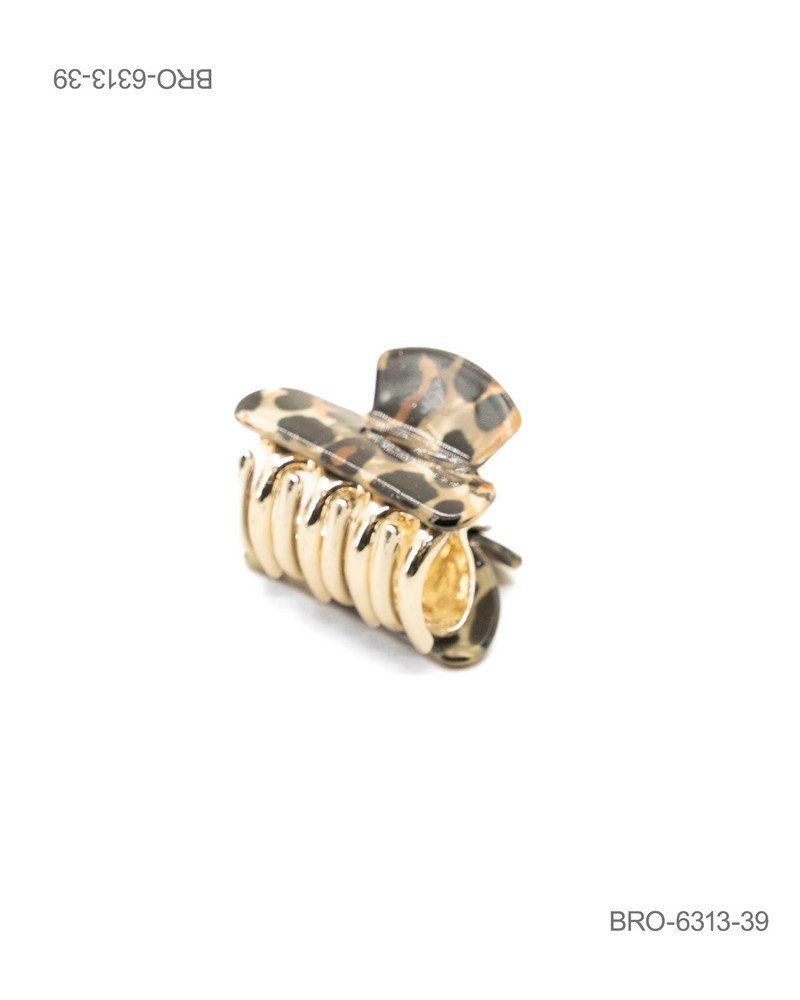 Pinza para Cabello Diseño Animal Print Leopardo con Detalles Dorados BRO6313