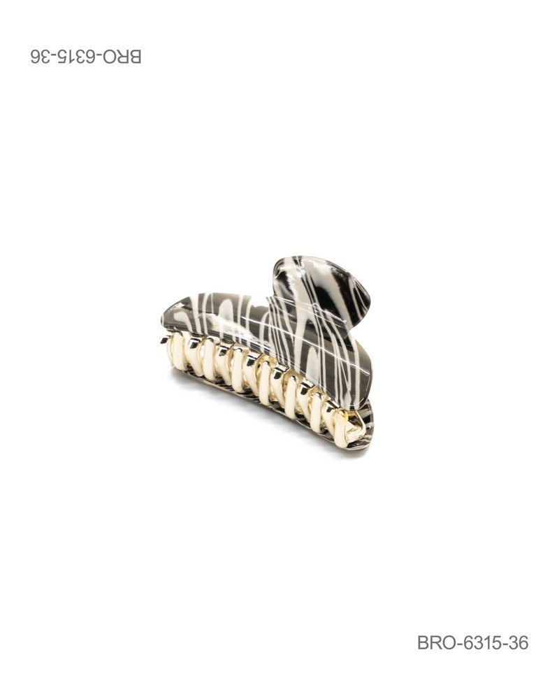 Pinza para Cabello con Diseño Marmoleado y Detalles Dorados BRO6315