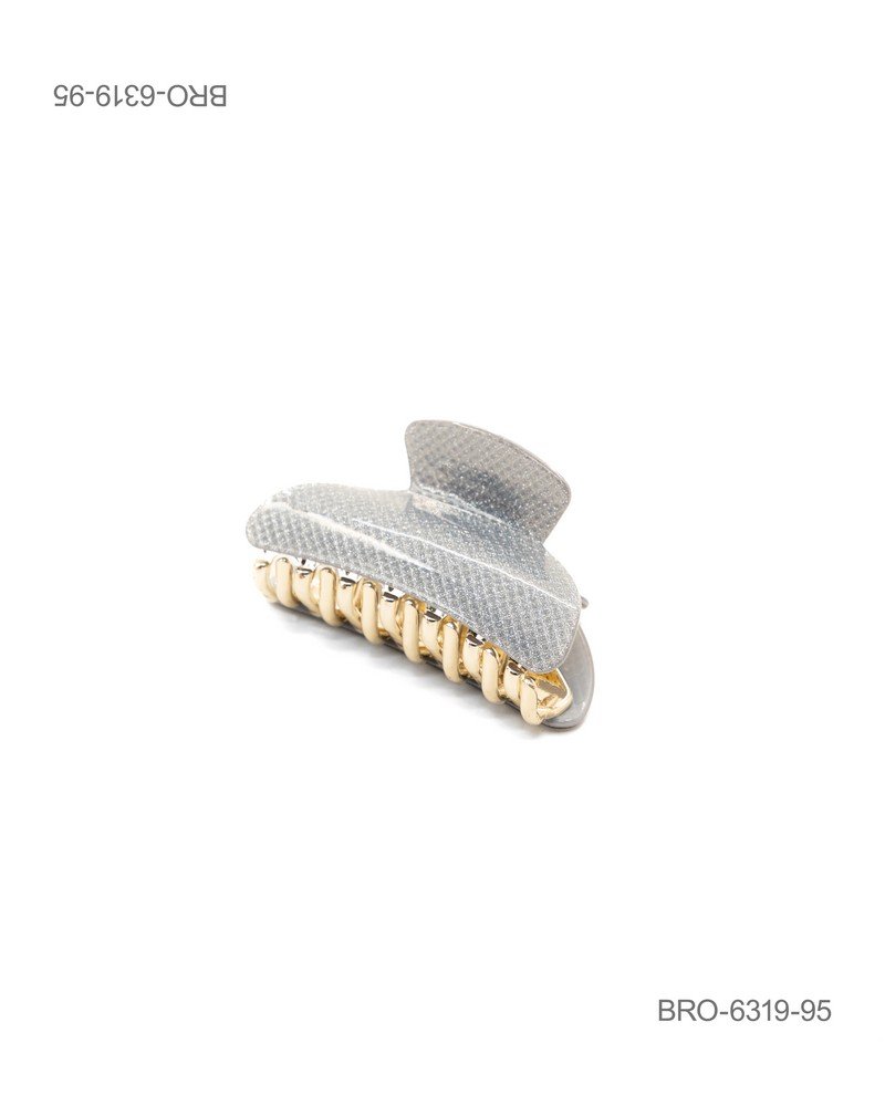 Pinza para Cabello en Tono Gris Brillante con Detalles Dorados BRO6319