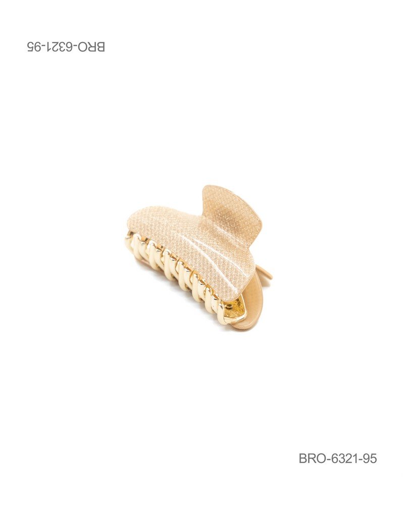 Pinza para Cabello en Tono Beige Brillante con Detalles Dorados BRO6321