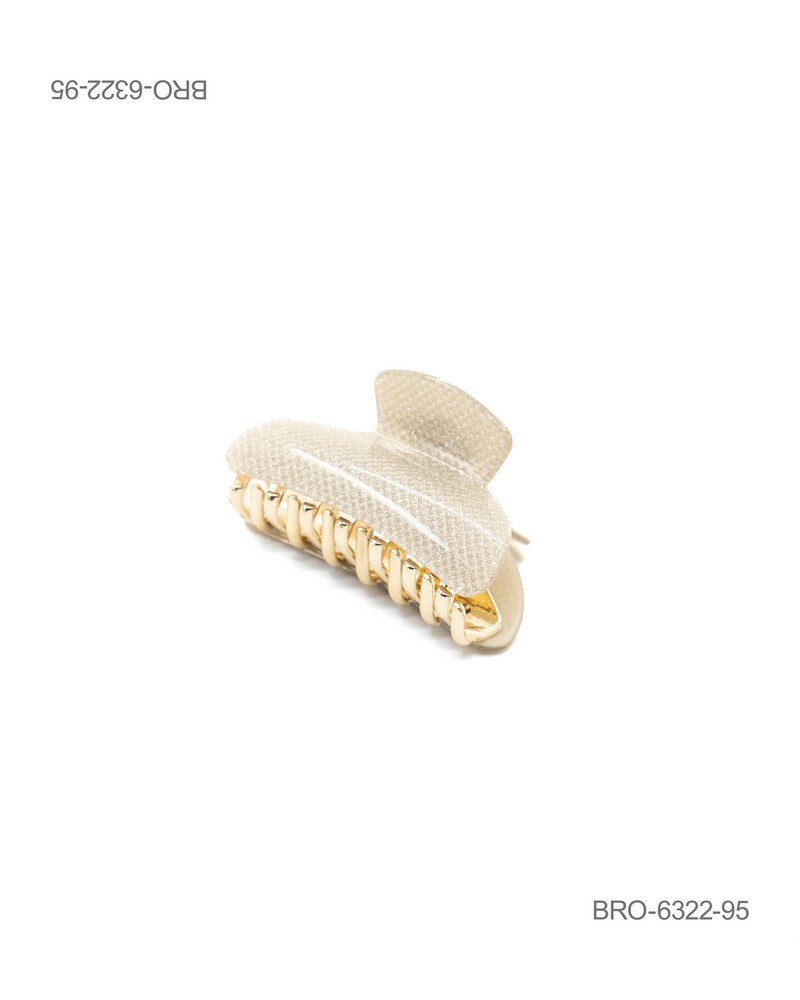 Pinza para Cabello en Tono Champagne Brillante con Detalles Dorados BRO6322