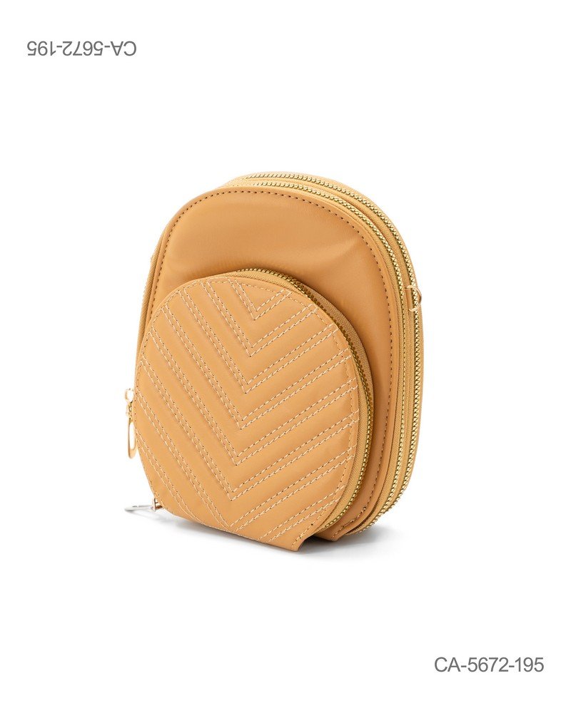 Mini Bandolera Compacta “Chevron Fresh” – Ecocuero Suela, Doble Compartimento y Costuras en Relieve CA5672