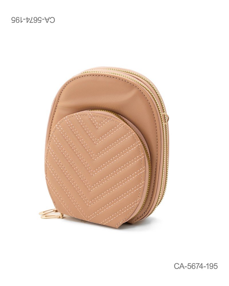 Mini Bandolera Compacta “Chevron Fresh” – Ecocuero Suela, Doble Compartimento y Costuras en Relieve CA5674