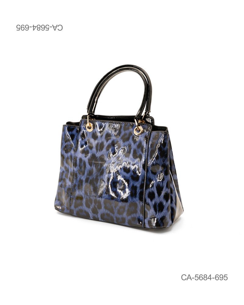 Cartera Tote Estructurada "Blue Leopard" – Acabado Patentado con Estampado Animal Print en Tonos Azules CA5684