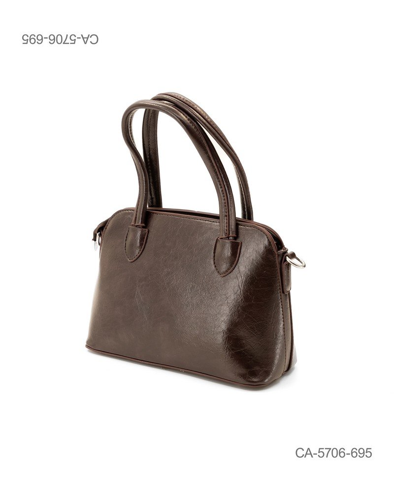 Cartera Tote de Mano "Classic Gloss" – Ecocuero Marrón Chocolate con Acabado Brillante CA5706