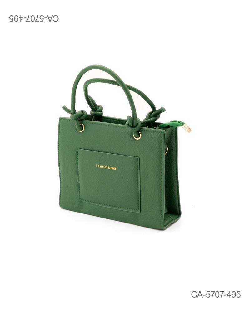 Cartera Tote Mediana "Emerald Knot" – Cuero Sintético Texturado, Tono Verde Esmeralda, Bolsillo Frontal y Manijas con Nudos CA5707