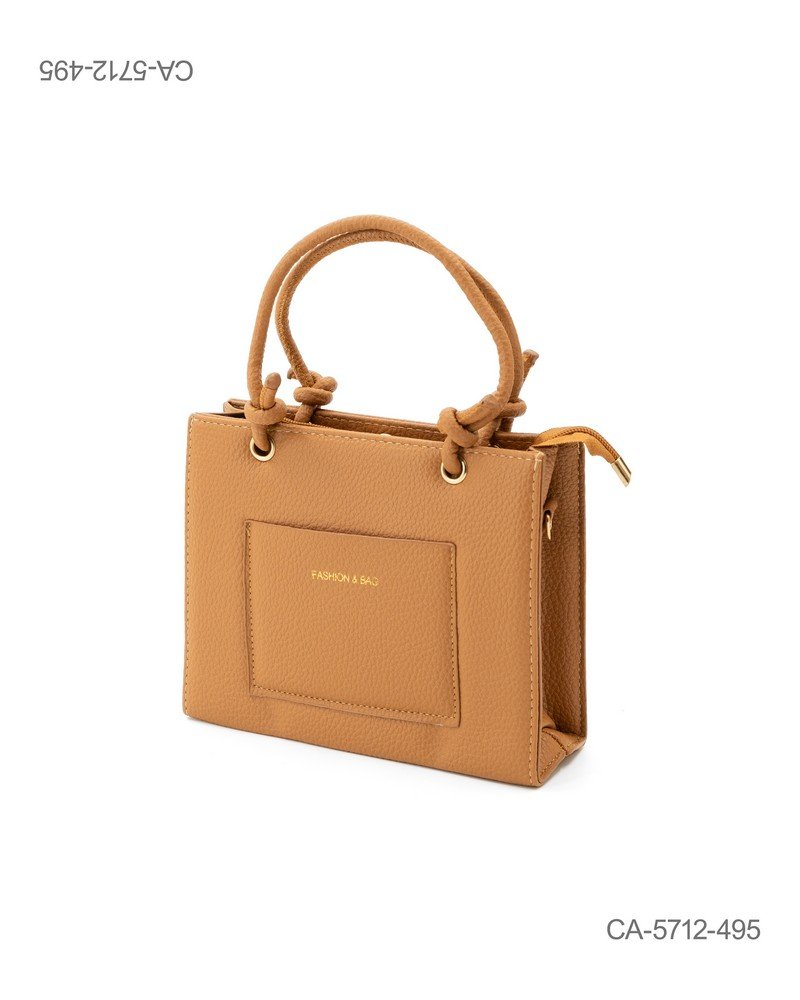 Cartera Tote Mediana – Cuero Sintético Texturado, Tono Suela, Bolsillo Frontal CA5712