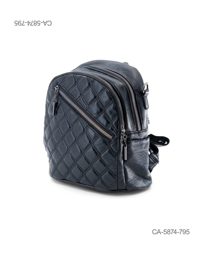 Mochila Urbana Acolchada con Diseño Matelassé - Color Negro CA5874