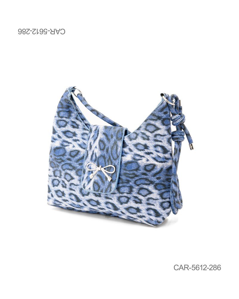 Cartera Bandolera "Blue Chic" – Estampado Animal Print en Tonos Azules con Detalle de Lazo CAR5612