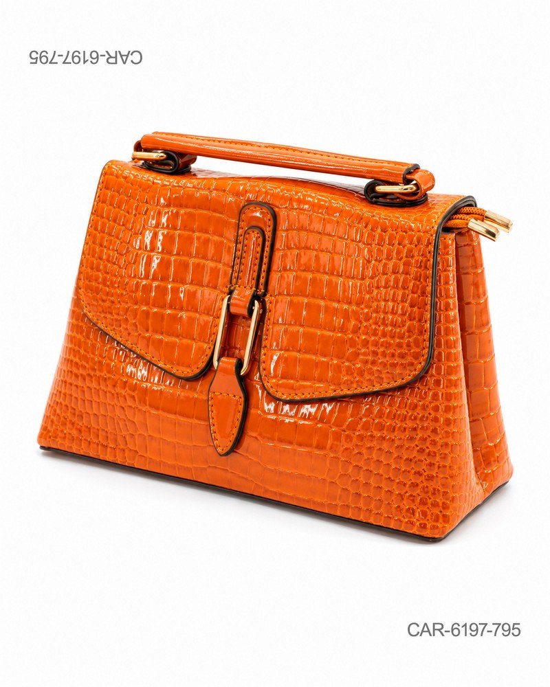 Cartera estructurada en acabado suela con textura tipo cocodrilo CAR6197