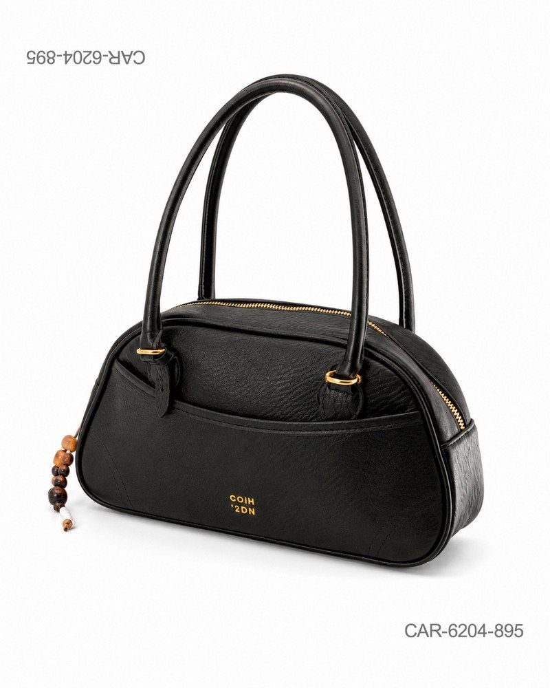 Cartera tipo “bowling” con asas largas, textura granulada CAR6204