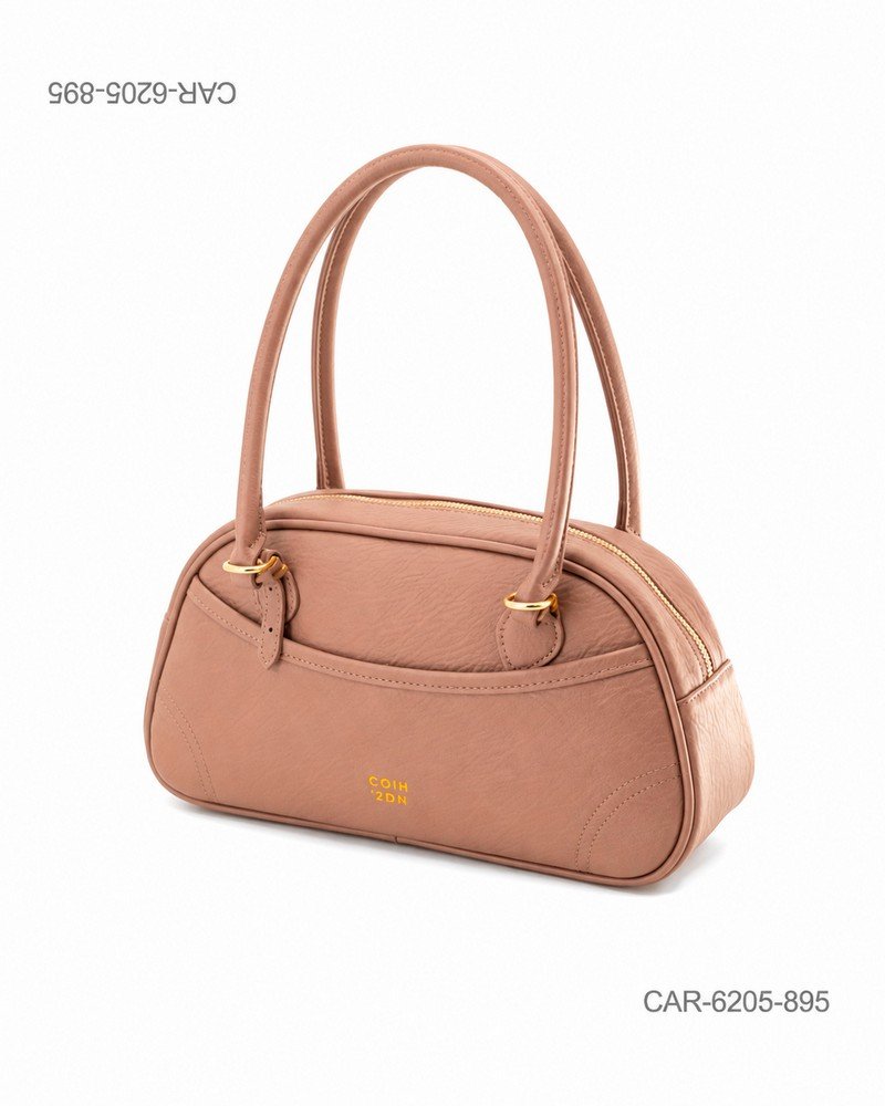 Cartera tipo “bowling” con asas largas, textura granulada CAR6205