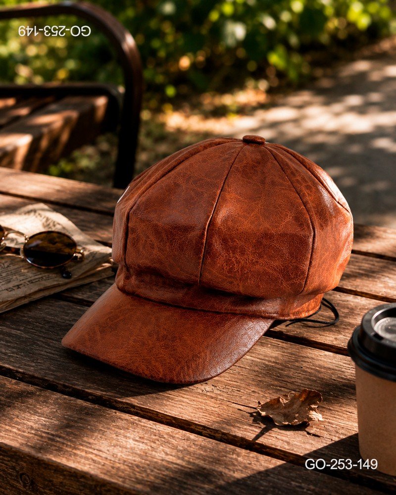 Gorra Estilo Parisino (Gavroche) en Ecopiel Texturizada - Color Terracota GO253