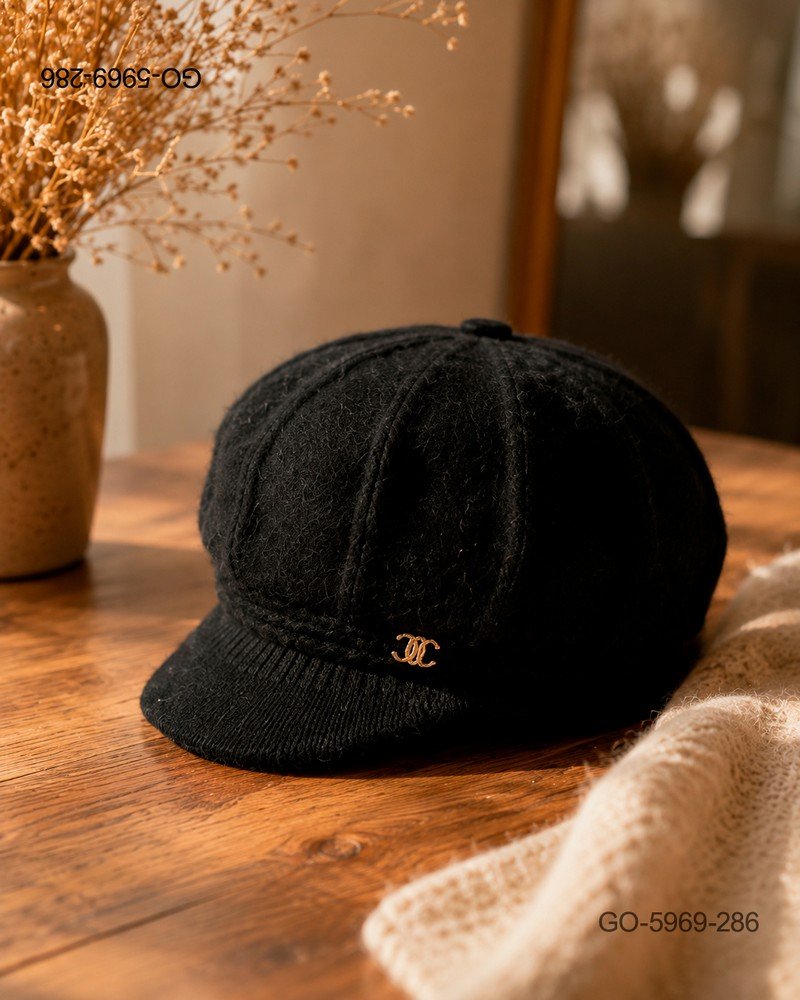Gorra Estilo Parisino (Gavroche) en Tejido de Punto Suave - Color Negro GO5969