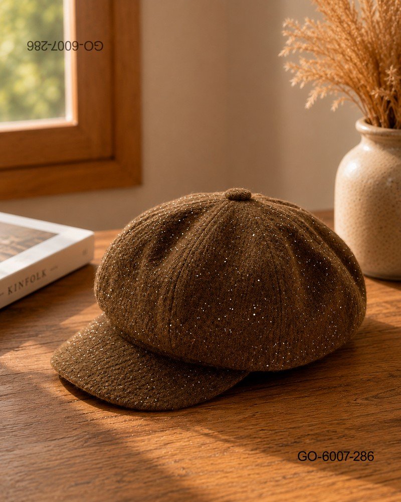 Gorra Estilo Parisino (Gavroche) en Lana con Destellos – Color Marrón GO6007