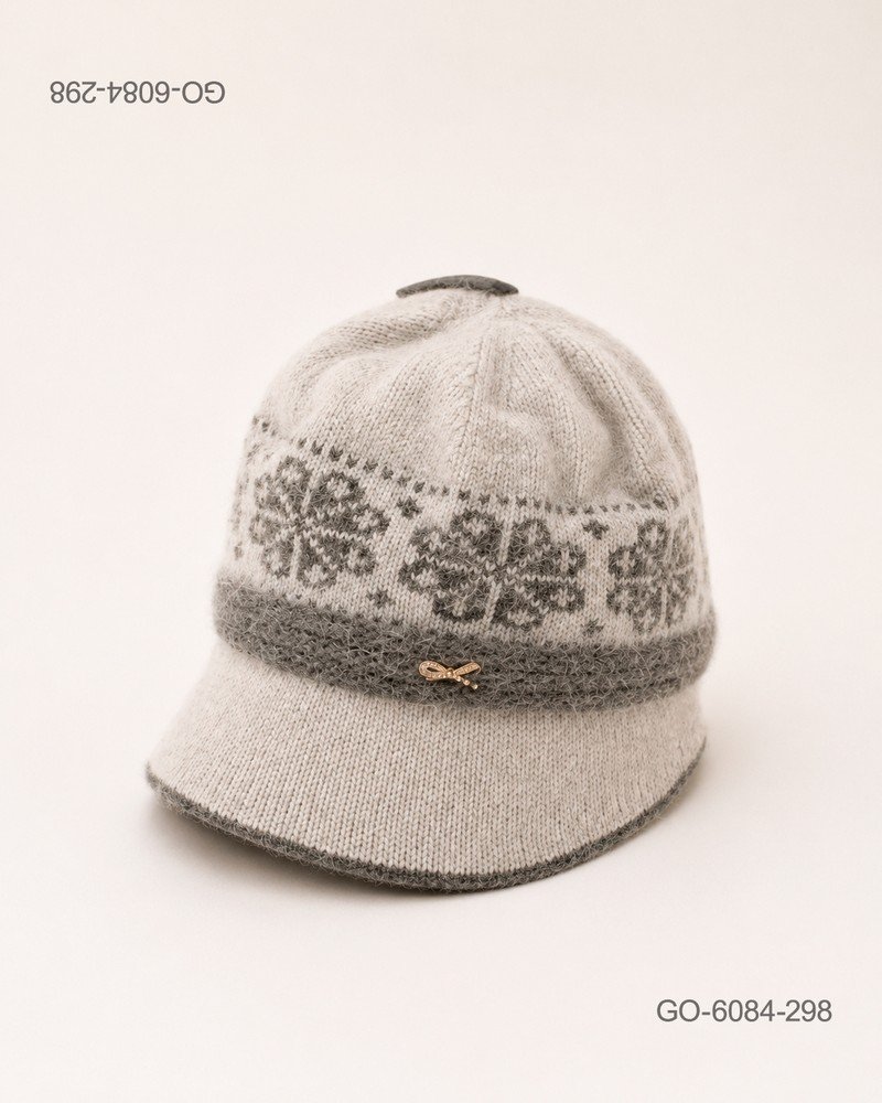Gorra Estilo Parisino (Gavroche) en Lana Tejida con Diseño – Color Gris GO6084